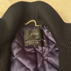 J. Crew Black Coat with Rich Purple Interior